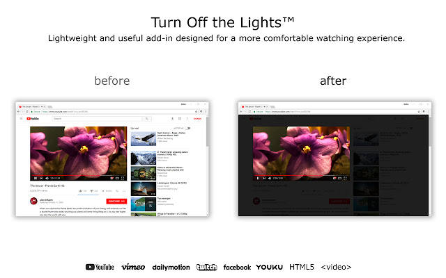 Turn Off The Lights（关灯看视频）Chrome插件下载